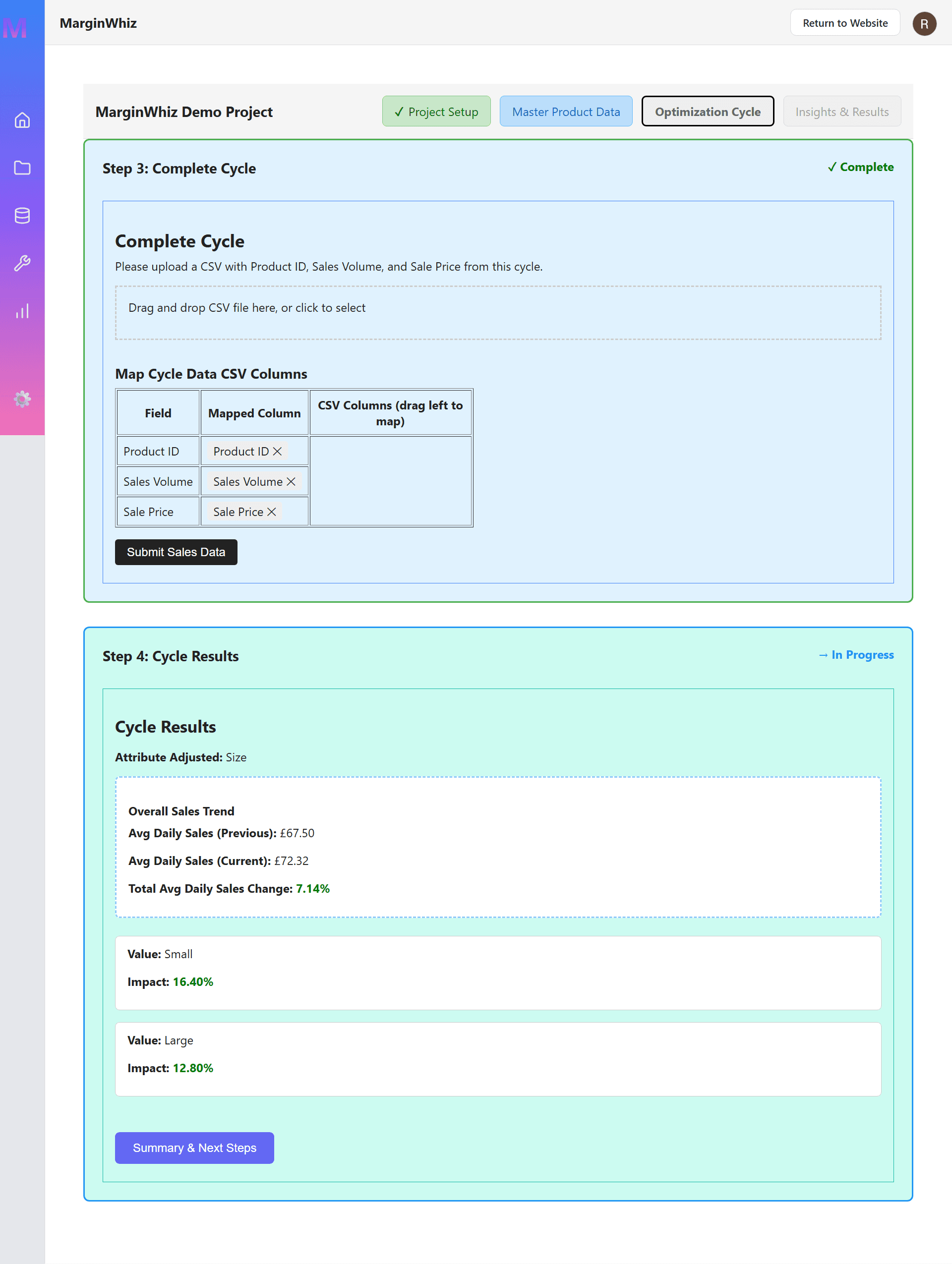 Sales Data Upload and Impact