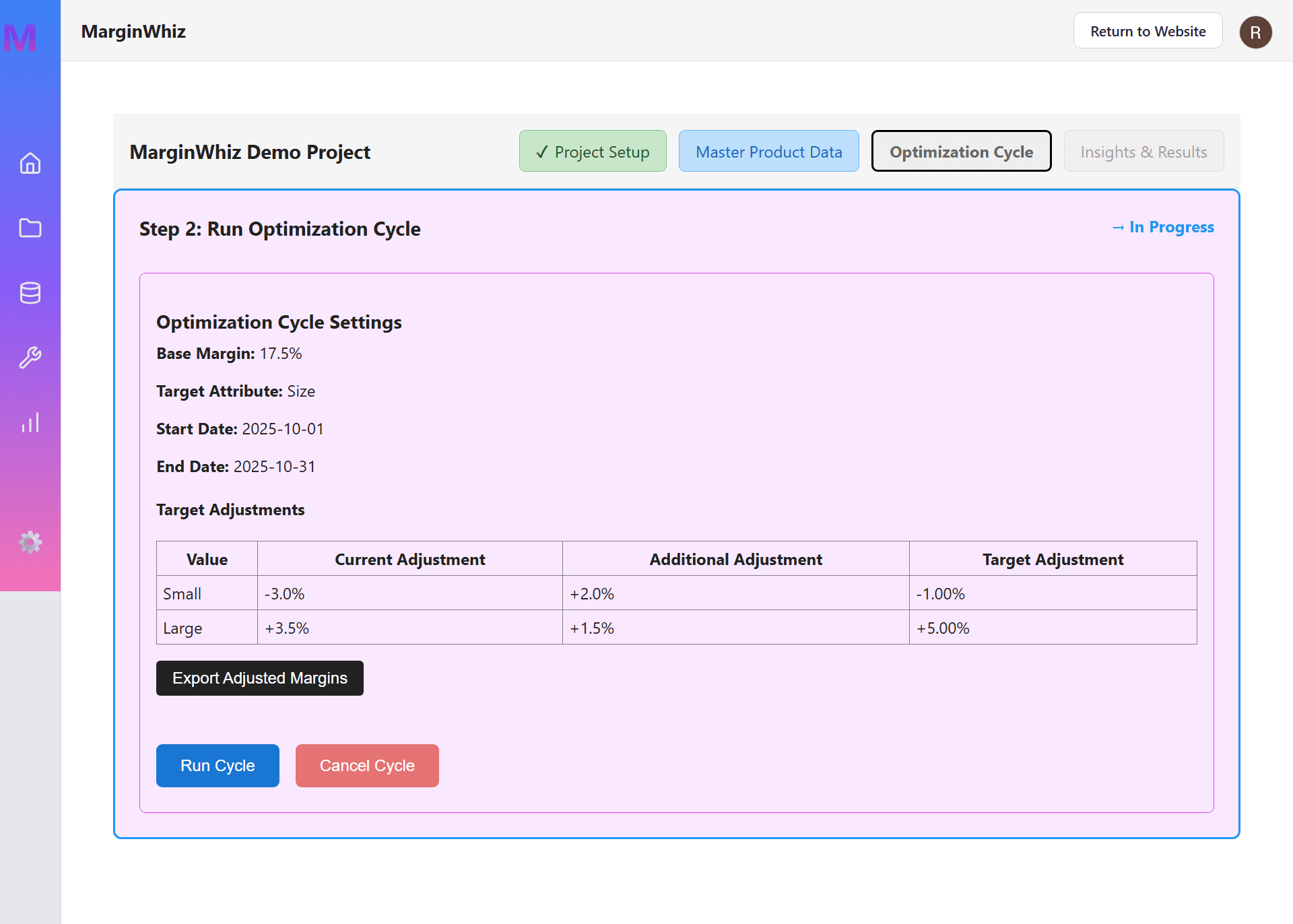 Export and Run Cycle